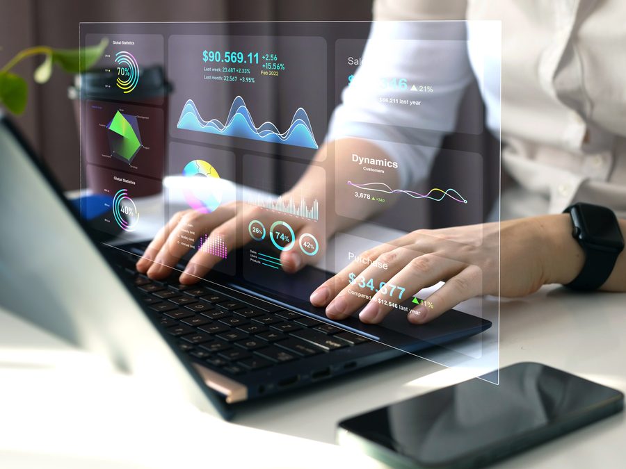 Microsoft Dynamics 365 Business Central dashboard on a laptop